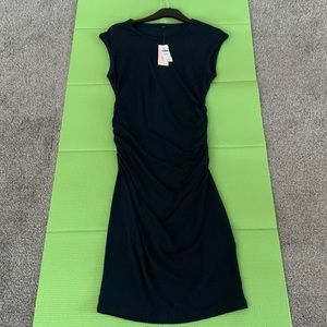 Banana Republic navy blue shirred dress.